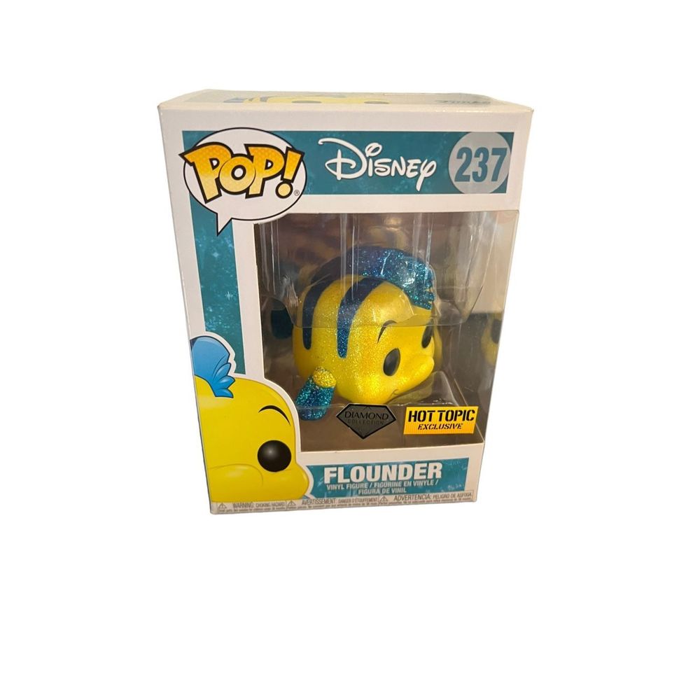 NWT Funko Pop Little Mermaid Flounder Diamond Glitter Hot Topic Exclusive